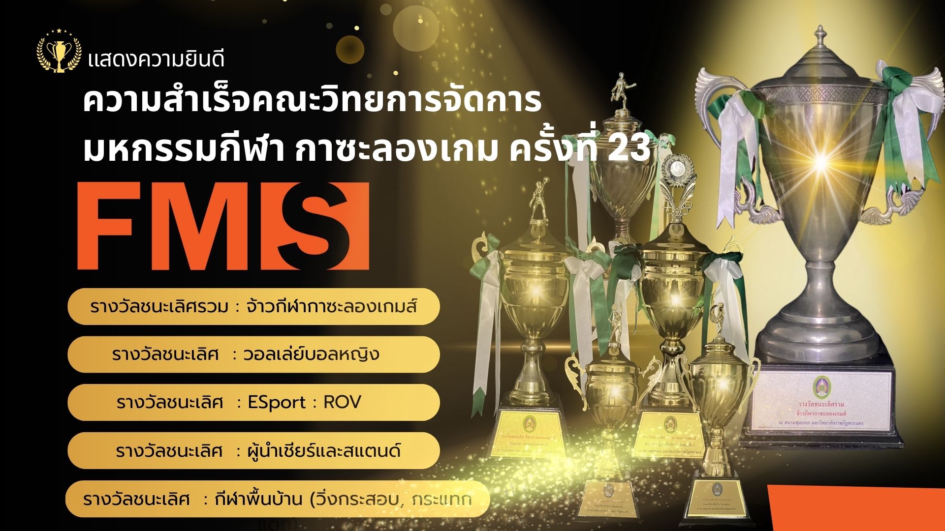 ประมวลความสำเร็จของคณะวิทยาการจัดการ  ในมหกรรมกีฬา "กาซะลองเกมส์ ครั้งที่ 23"